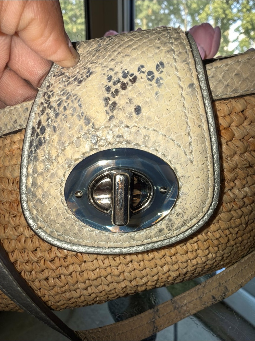 Coach Hamptons Raffia Tote with Python Embossed Leather Trim - Style 19359 - Picture 12 of 15